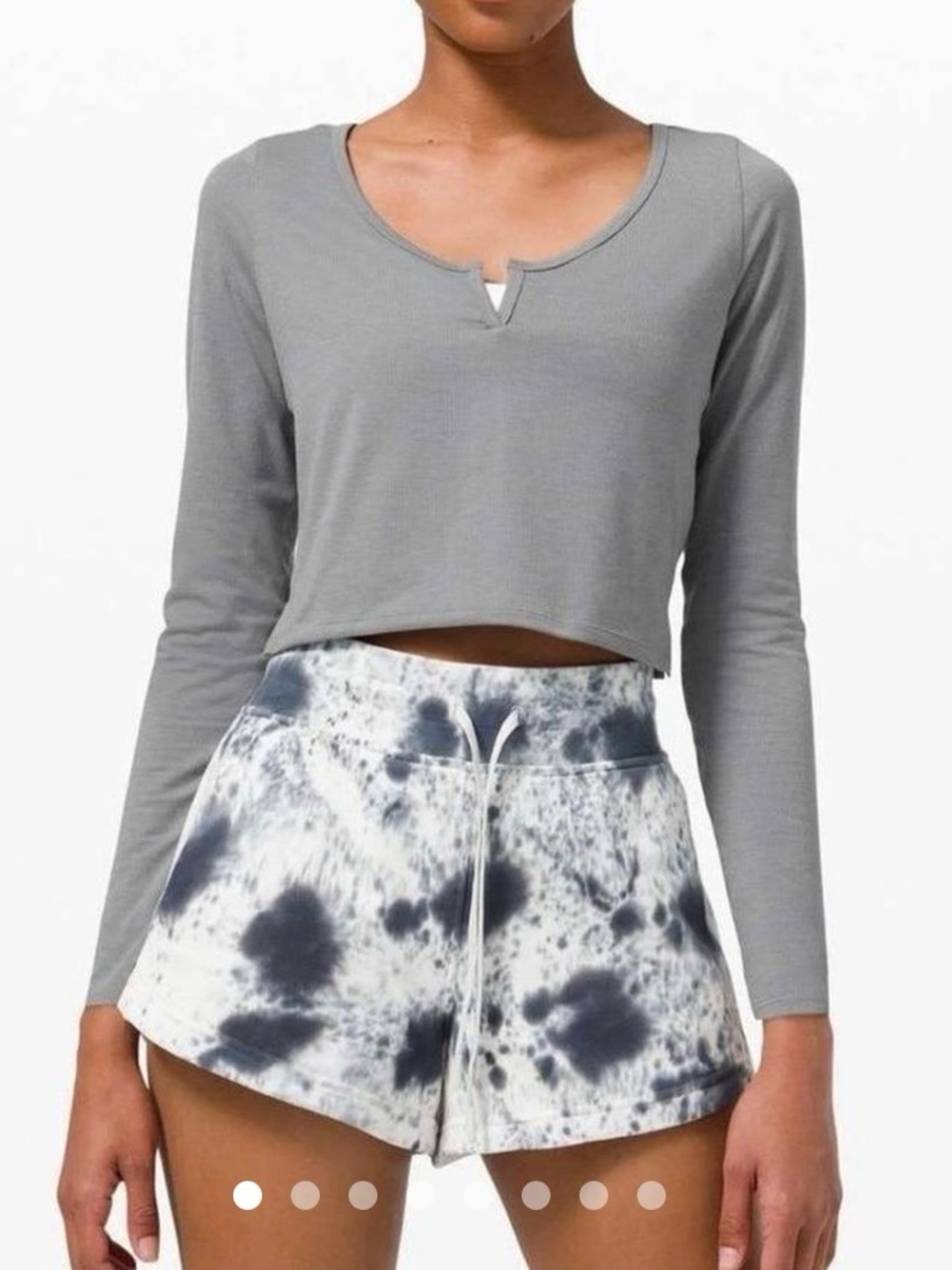 Lululemon Cropped Henley Long Sleeve in a soft grey